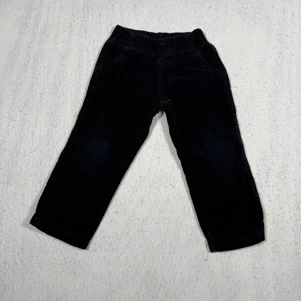 Carters Toddler Boys Black Corduroy Pull On Pants Size 2T Elastic Waist